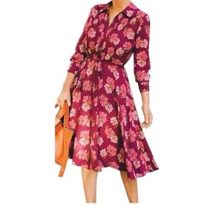 Nanette Lepore Sangria Pink Pintuck Shirt Dress Size 12